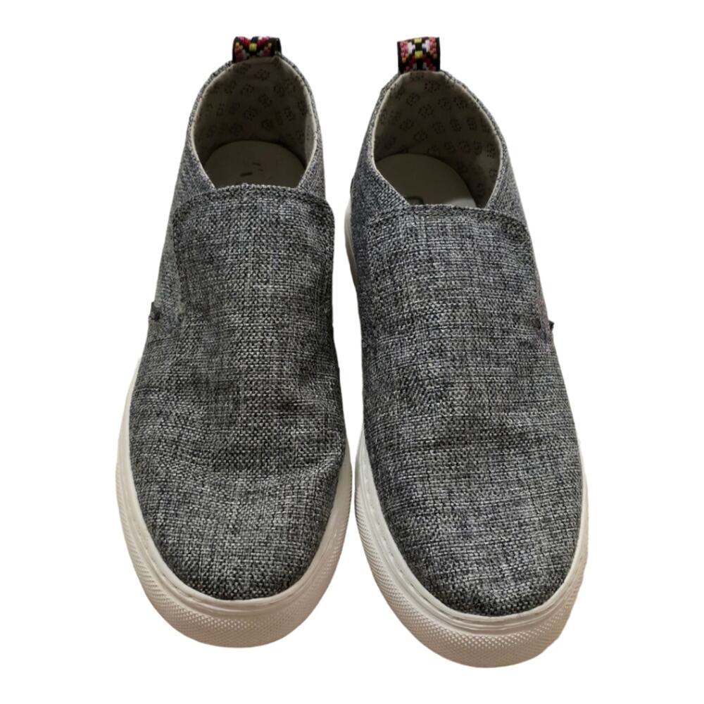 Hey Dude Peyton Linen Grey Black White comfort Pull On Sneakers Size 9
